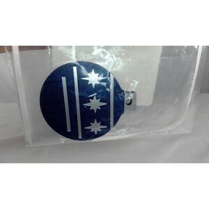 Longaberger WoodCrafts Blue Round Christmas Ornament Maple Wood Tie On - NEW